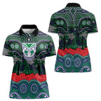 ANZAC Day New Zealand Warriors Women Polo Shirt Military Memorial Aboriginal Indigenous Art