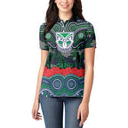 ANZAC Day New Zealand Warriors Women Polo Shirt Military Memorial Aboriginal Indigenous Art