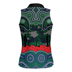 ANZAC Day New Zealand Warriors Women Sleeveless Polo Shirt Military Memorial Aboriginal Indigenous Art