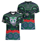 ANZAC Day New Zealand Warriors Women V-Neck T-Shirt Military Memorial Aboriginal Indigenous Art