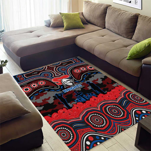 ANZAC Day Newcastle Knights Area Rug Military Memorial Aboriginal Indigenous Art