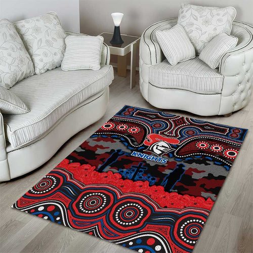 ANZAC Day Newcastle Knights Area Rug Military Memorial Aboriginal Indigenous Art