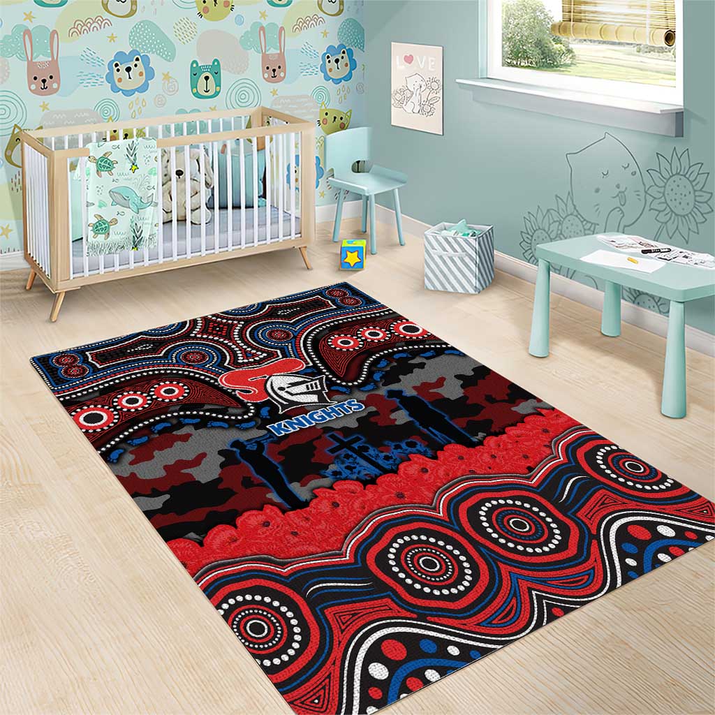 ANZAC Day Newcastle Knights Area Rug Military Memorial Aboriginal Indigenous Art