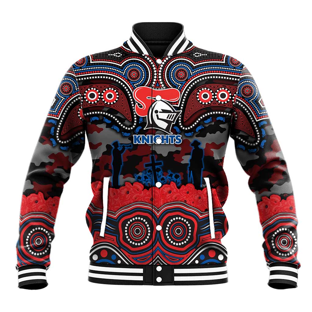 ANZAC Day Newcastle Knights Baseball Jacket Military Memorial Aboriginal Indigenous Art