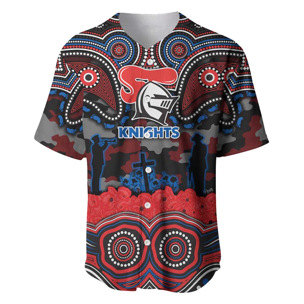 ANZAC Day Newcastle Knights Baseball Jersey Military Memorial Aboriginal Indigenous Art