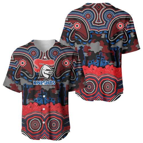 ANZAC Day Newcastle Knights Baseball Jersey Military Memorial Aboriginal Indigenous Art