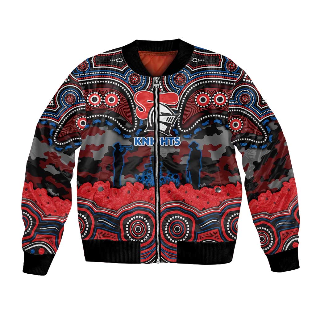ANZAC Day Newcastle Knights Bomber Jacket Military Memorial Aboriginal Indigenous Art