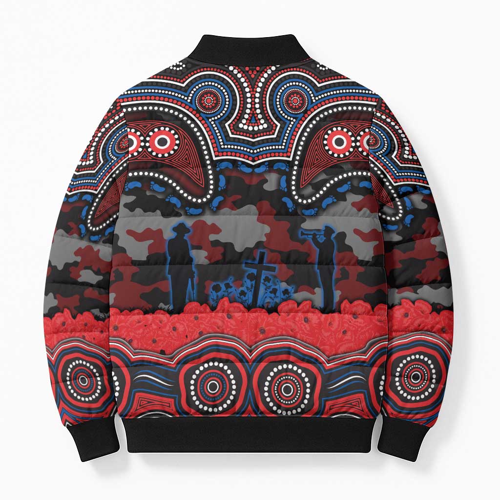 ANZAC Day Newcastle Knights Bomber Puffer Jacket Military Memorial Aboriginal Indigenous Art