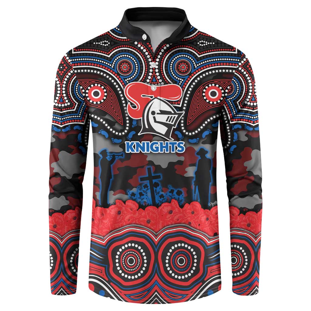 ANZAC Day Newcastle Knights Button Sweatshirt Military Memorial Aboriginal Indigenous Art