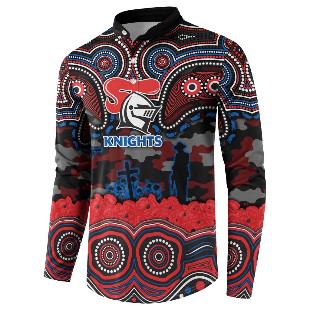 ANZAC Day Newcastle Knights Button Sweatshirt Military Memorial Aboriginal Indigenous Art