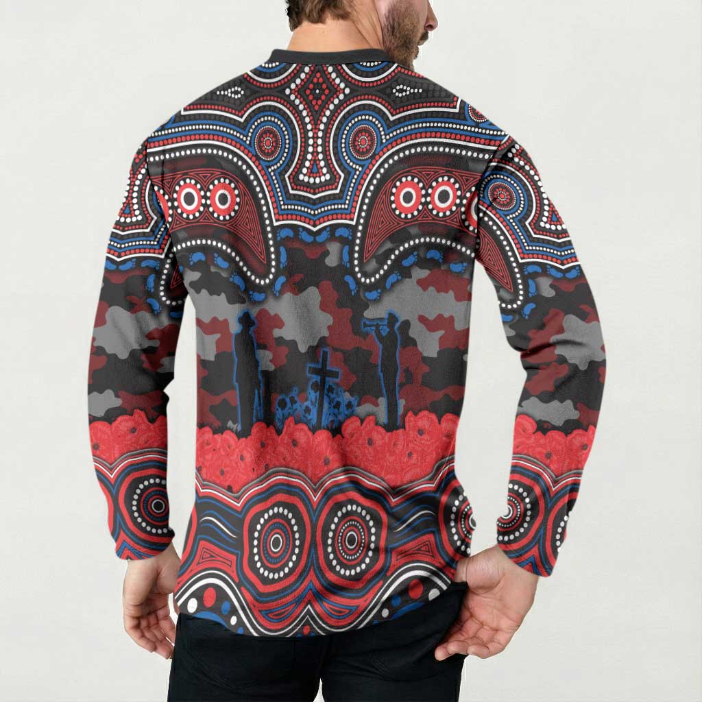 ANZAC Day Newcastle Knights Button Sweatshirt Military Memorial Aboriginal Indigenous Art