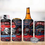ANZAC Day Newcastle Knights 4 in 1 Can Cooler Tumbler Military Memorial Aboriginal Indigenous Art