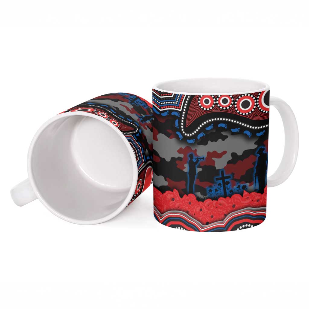 ANZAC Day Newcastle Knights Ceramic Mug Military Memorial Aboriginal Indigenous Art