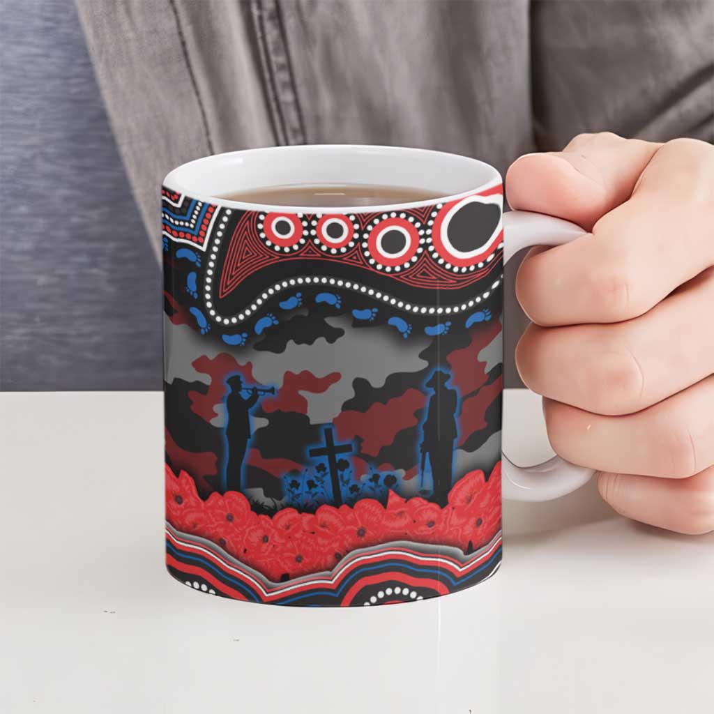 ANZAC Day Newcastle Knights Ceramic Mug Military Memorial Aboriginal Indigenous Art