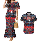 ANZAC Day Newcastle Knights Couples Matching Mermaid Dress and Hawaiian Shirt Military Memorial Aboriginal Indigenous Art