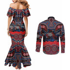 ANZAC Day Newcastle Knights Couples Matching Mermaid Dress and Long Sleeve Button Shirt Military Memorial Aboriginal Indigenous Art