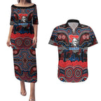 ANZAC Day Newcastle Knights Couples Matching Puletasi and Hawaiian Shirt Military Memorial Aboriginal Indigenous Art