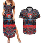ANZAC Day Newcastle Knights Couples Matching Summer Maxi Dress and Hawaiian Shirt Military Memorial Aboriginal Indigenous Art
