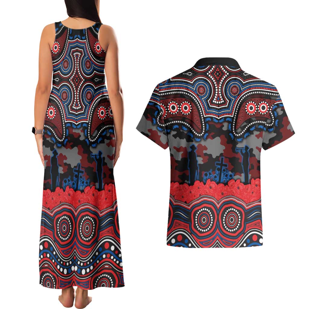 ANZAC Day Newcastle Knights Couples Matching Tank Maxi Dress and Hawaiian Shirt Military Memorial Aboriginal Indigenous Art
