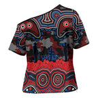 ANZAC Day Newcastle Knights Cross Shoulder Shirt Military Memorial Aboriginal Indigenous Art
