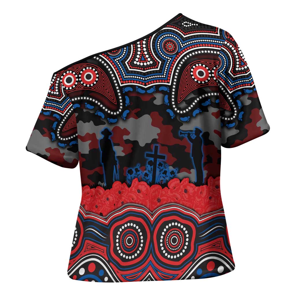 ANZAC Day Newcastle Knights Cross Shoulder Shirt Military Memorial Aboriginal Indigenous Art