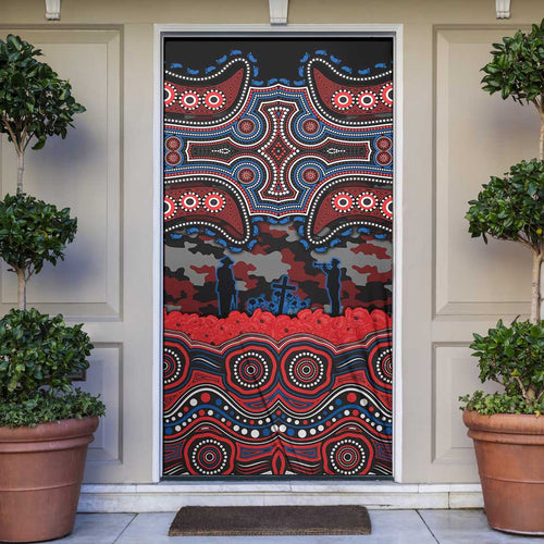 ANZAC Day Newcastle Knights Door Cover Military Memorial Aboriginal Indigenous Art