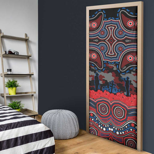 ANZAC Day Newcastle Knights Door Cover Military Memorial Aboriginal Indigenous Art
