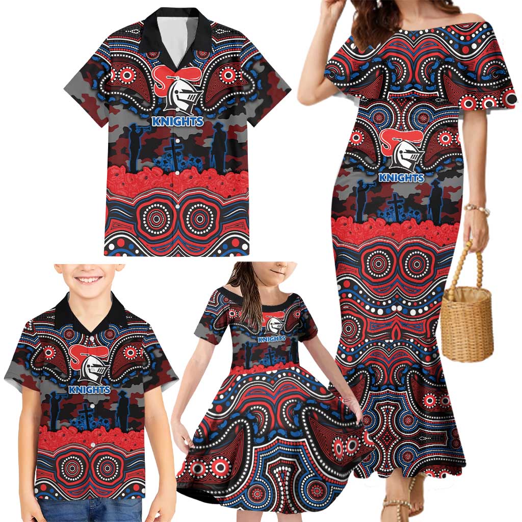ANZAC Day Newcastle Knights Family Matching Mermaid Dress and Hawaiian Shirt Military Memorial Aboriginal Indigenous Art