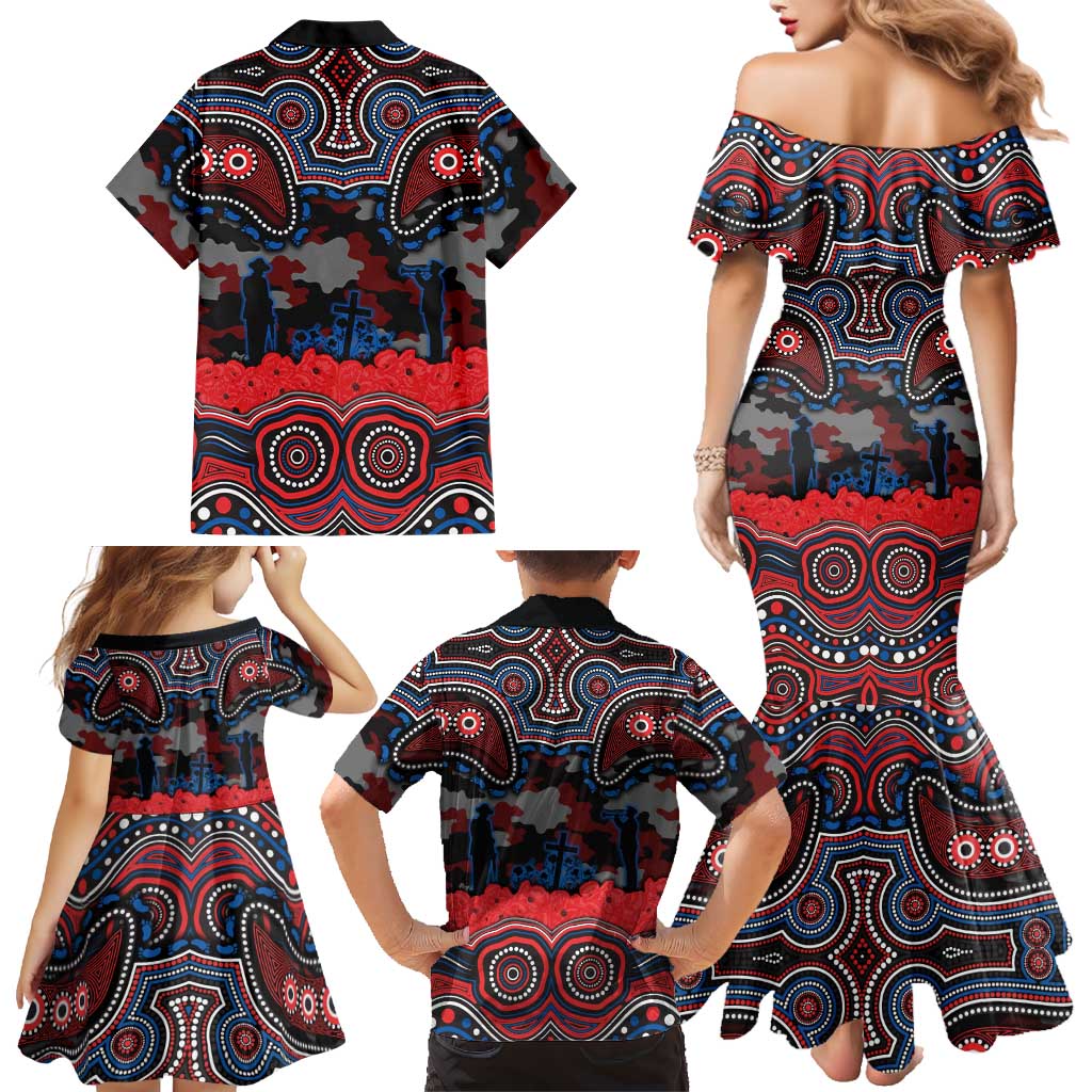 ANZAC Day Newcastle Knights Family Matching Mermaid Dress and Hawaiian Shirt Military Memorial Aboriginal Indigenous Art