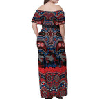 ANZAC Day Newcastle Knights Family Matching Off Shoulder Maxi Dress and Hawaiian Shirt Military Memorial Aboriginal Indigenous Art