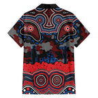 ANZAC Day Newcastle Knights Family Matching Off Shoulder Short Dress and Hawaiian Shirt Military Memorial Aboriginal Indigenous Art