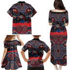 ANZAC Day Newcastle Knights Family Matching Puletasi and Hawaiian Shirt Military Memorial Aboriginal Indigenous Art