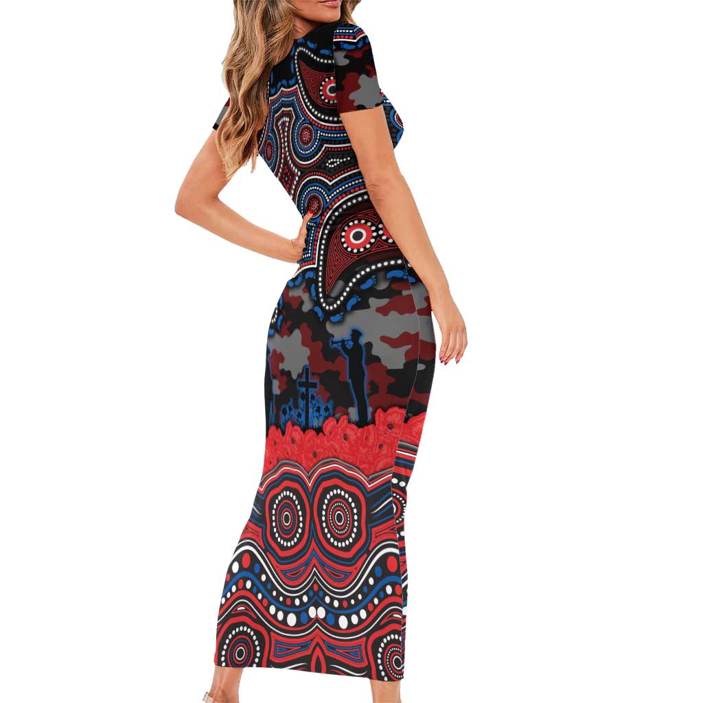 ANZAC Day Newcastle Knights Family Matching Short Sleeve Bodycon Dress and Hawaiian Shirt Military Memorial Aboriginal Indigenous Art