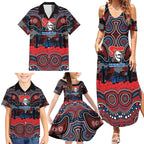 ANZAC Day Newcastle Knights Family Matching Summer Maxi Dress and Hawaiian Shirt Military Memorial Aboriginal Indigenous Art