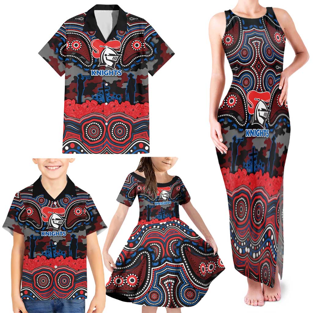 ANZAC Day Newcastle Knights Family Matching Tank Maxi Dress and Hawaiian Shirt Military Memorial Aboriginal Indigenous Art