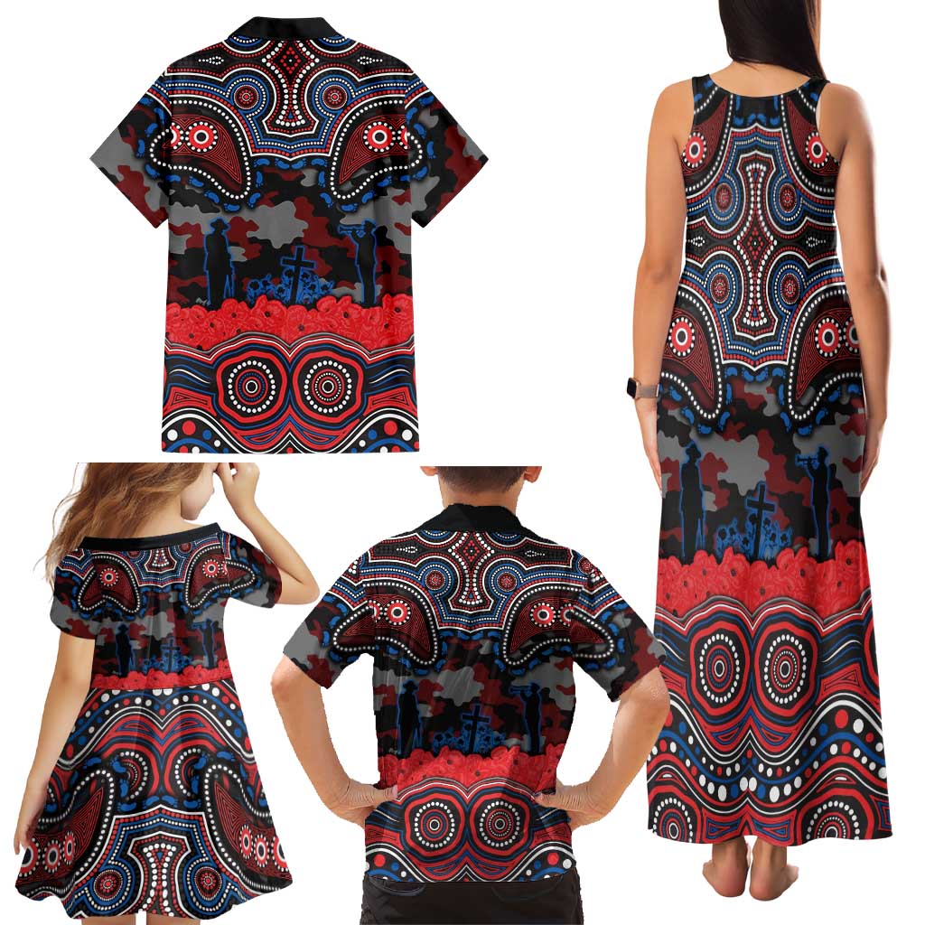 ANZAC Day Newcastle Knights Family Matching Tank Maxi Dress and Hawaiian Shirt Military Memorial Aboriginal Indigenous Art