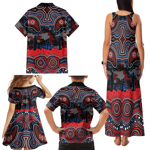 ANZAC Day Newcastle Knights Family Matching Tank Maxi Dress and Hawaiian Shirt Military Memorial Aboriginal Indigenous Art
