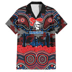 ANZAC Day Newcastle Knights Hawaiian Shirt Military Memorial Aboriginal Indigenous Art