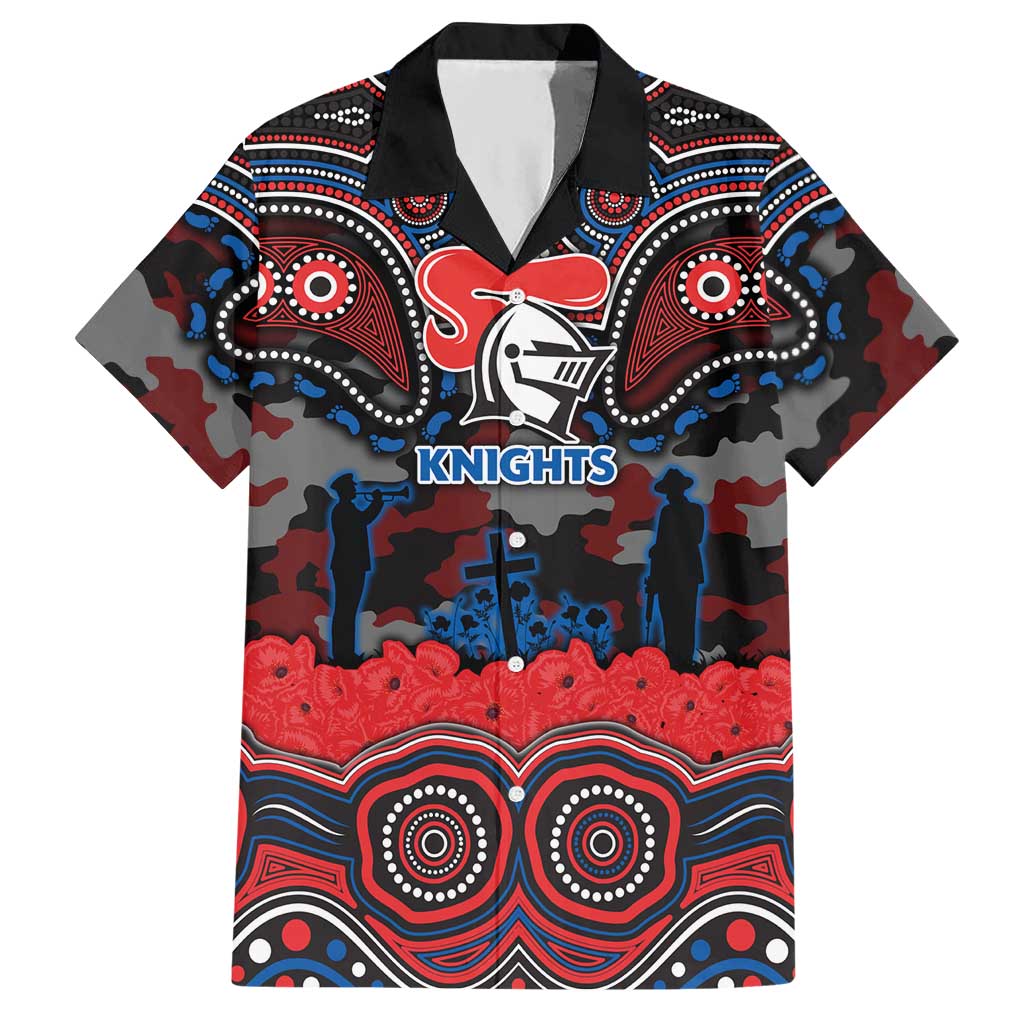 ANZAC Day Newcastle Knights Hawaiian Shirt Military Memorial Aboriginal Indigenous Art