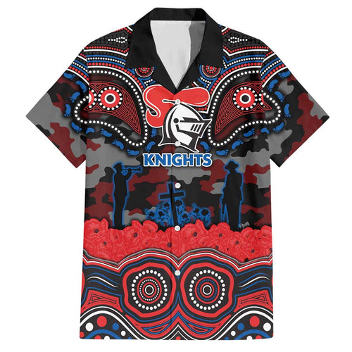 ANZAC Day Newcastle Knights Hawaiian Shirt Military Memorial Aboriginal Indigenous Art