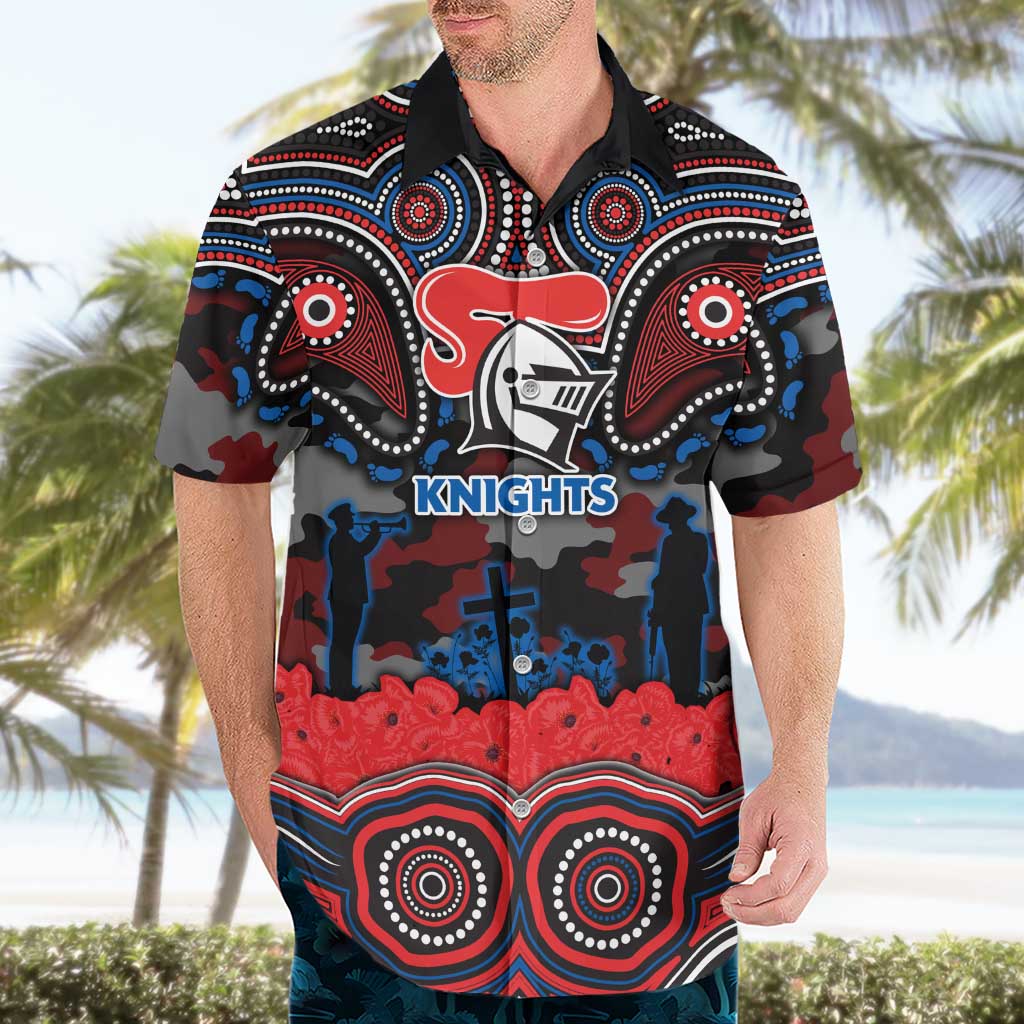 ANZAC Day Newcastle Knights Hawaiian Shirt Military Memorial Aboriginal Indigenous Art