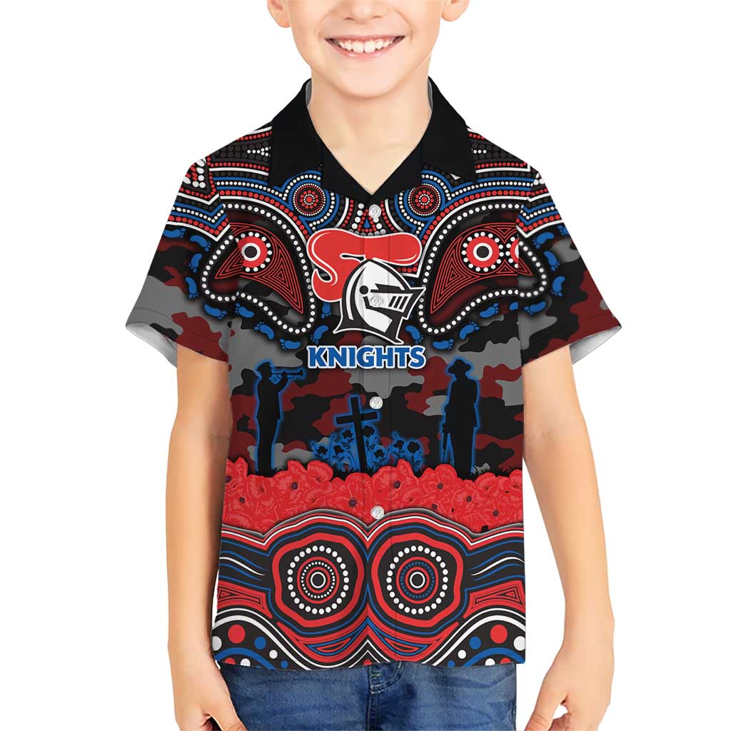 ANZAC Day Newcastle Knights Hawaiian Shirt Military Memorial Aboriginal Indigenous Art