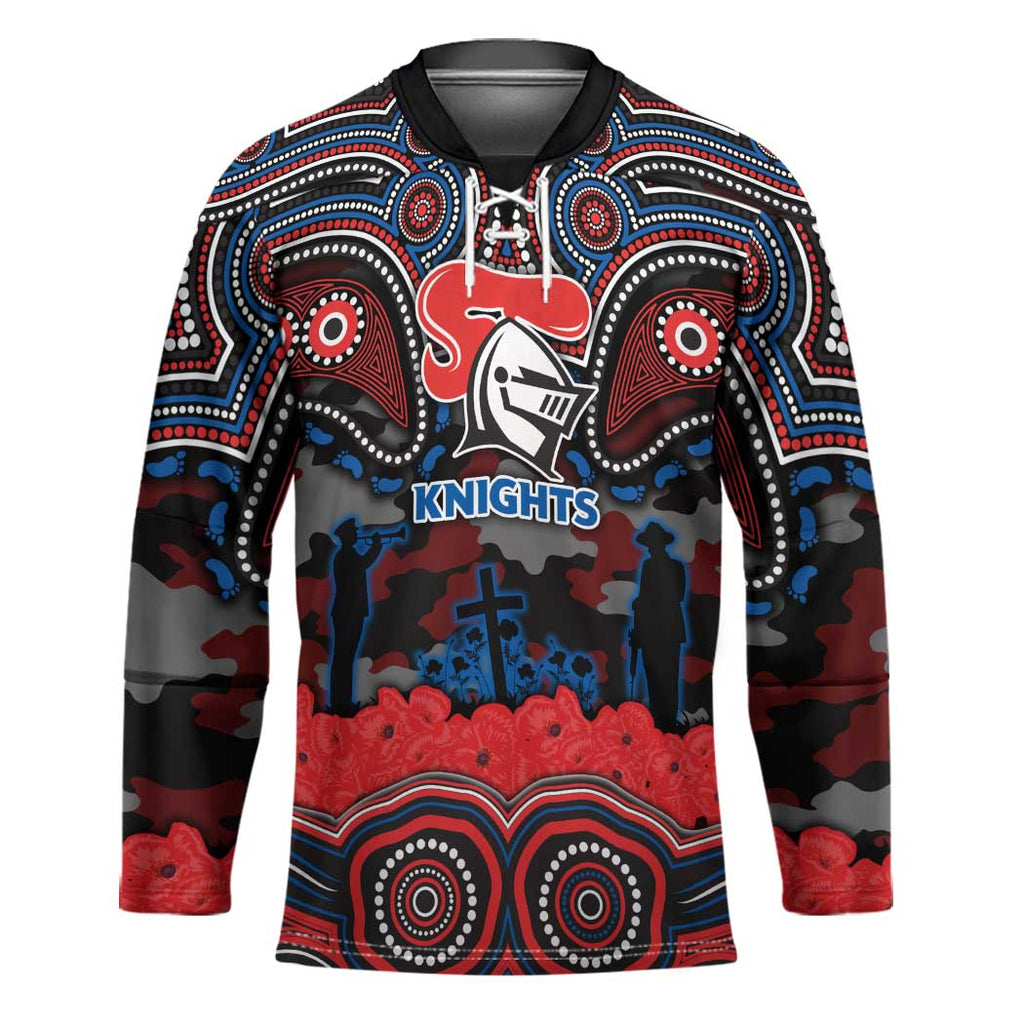 ANZAC Day Newcastle Knights Hockey Jersey Military Memorial Aboriginal Indigenous Art