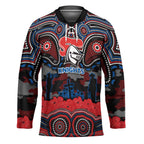 ANZAC Day Newcastle Knights Hockey Jersey Military Memorial Aboriginal Indigenous Art
