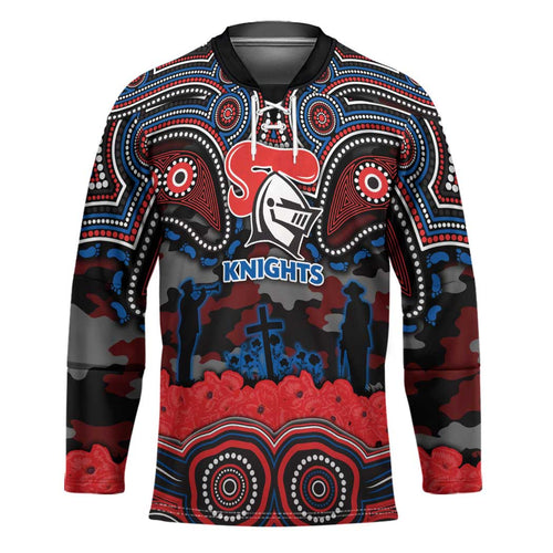 ANZAC Day Newcastle Knights Hockey Jersey Military Memorial Aboriginal Indigenous Art