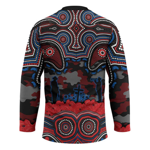 ANZAC Day Newcastle Knights Hockey Jersey Military Memorial Aboriginal Indigenous Art
