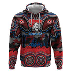 ANZAC Day Newcastle Knights Hoodie Military Memorial Aboriginal Indigenous Art