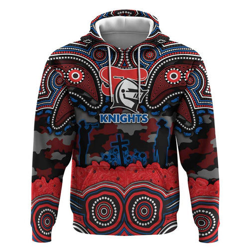 ANZAC Day Newcastle Knights Hoodie Military Memorial Aboriginal Indigenous Art