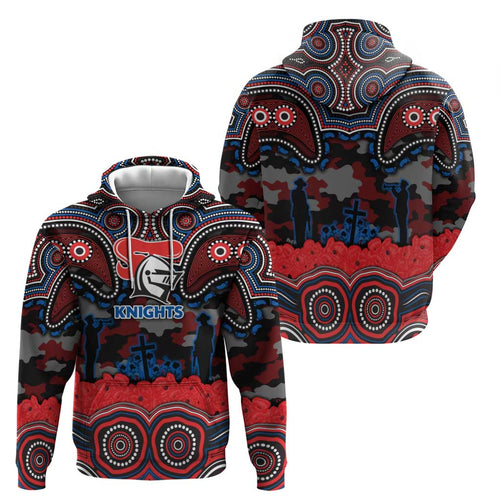 ANZAC Day Newcastle Knights Hoodie Military Memorial Aboriginal Indigenous Art