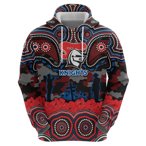ANZAC Day Newcastle Knights Hoodie Military Memorial Aboriginal Indigenous Art